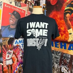 Vintage Y2K San Antonio Spurs Coach Popovich T-Shirt NBA Basketball Sz Medium